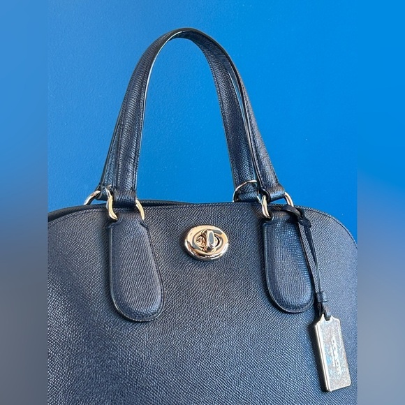 Coach Prince Street Midnight Blue Crossgrain Leather Domed Satchel 34939 - Picture 6 of 17